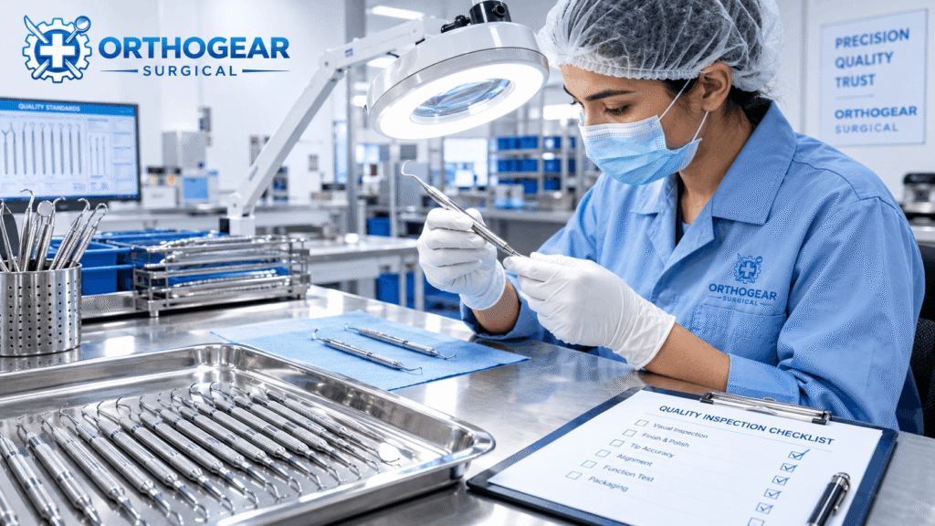 Hand finishing stainless steel dental forceps in Sialkot