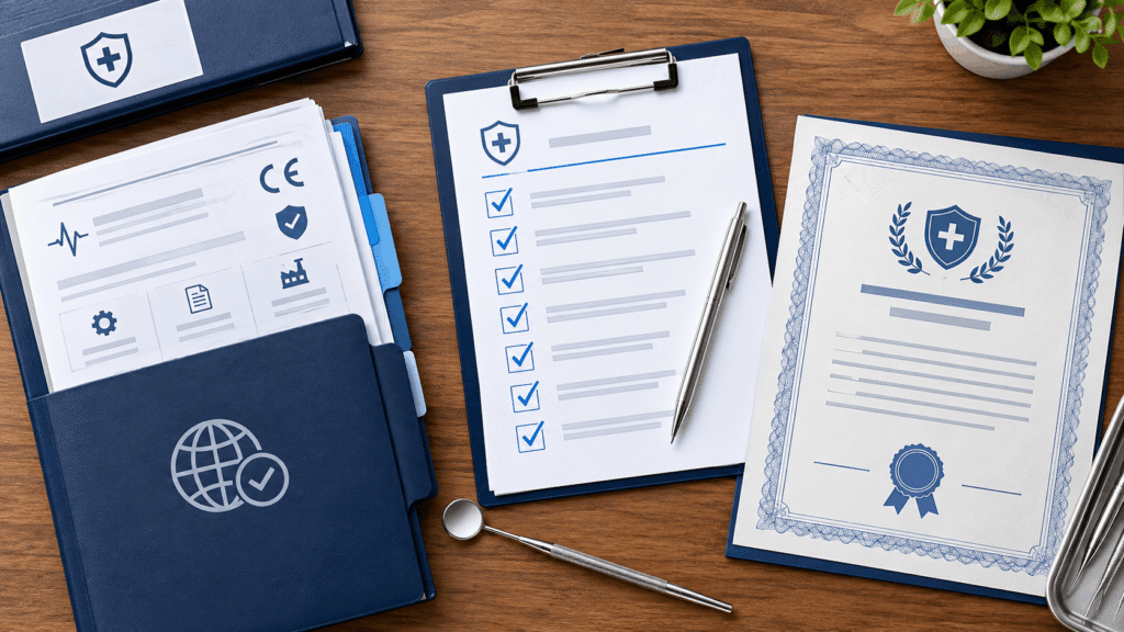 FDA and CE compliance documents for importing dental instruments to USA and Europe
