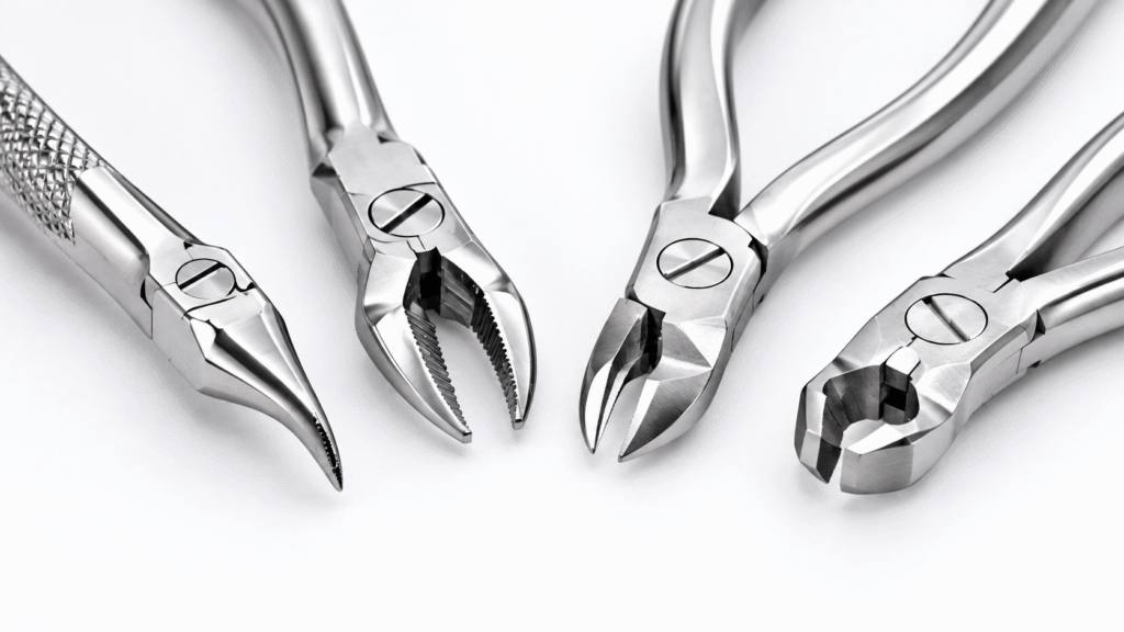 Orthodontic pliers and cutters made from stainless steel dental instruments