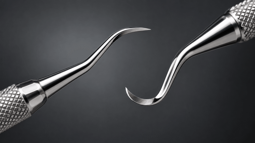 Stainless steel dental instruments with polished finish and sharp cutting edge