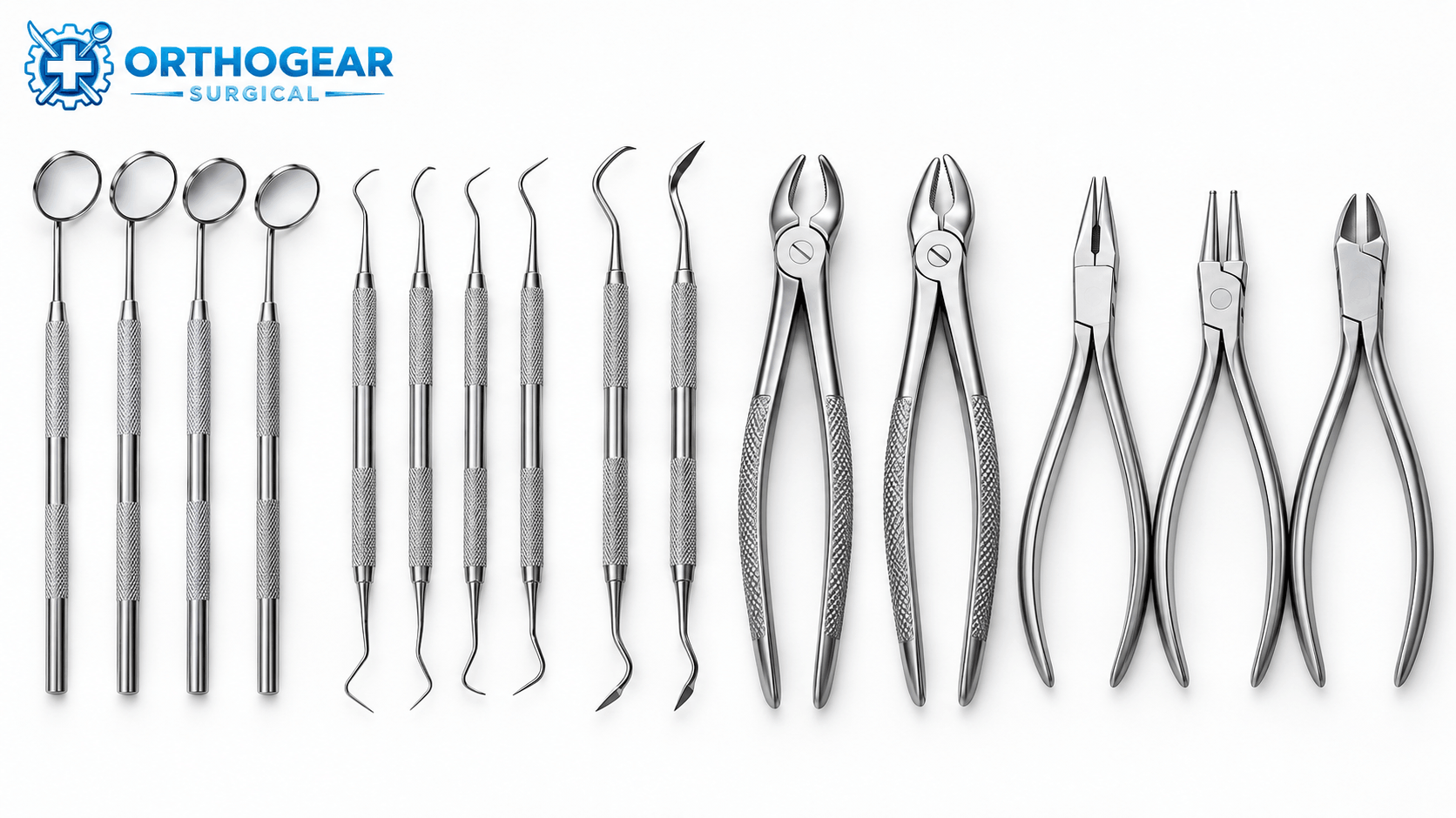 Wholesale dental instruments set including mirrors, scalers, forceps and pliers