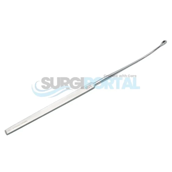Frontal Sinus Curette 55° 7 1/2" Curved 2mm x 5mm Oval Cup ENT Instrument
