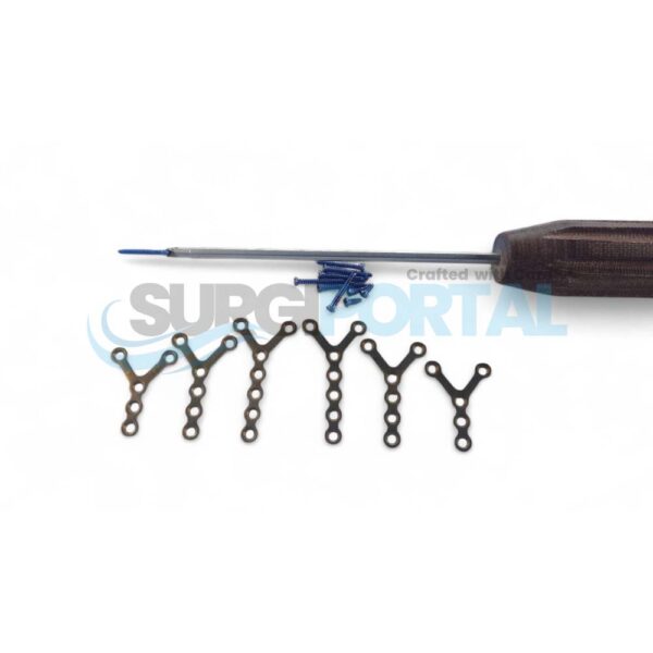 1.5mm Mini Y Maxillofacial Plate & Cross Head Screws Titanium Grade 5 43 Pcs