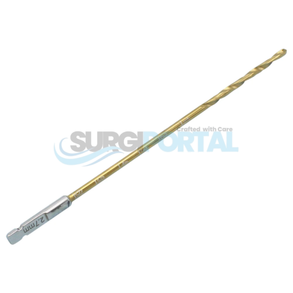 Orthopedic Bone Drill Bit 2.7mm Titanium Coated, Quick Connect Quick Coupling