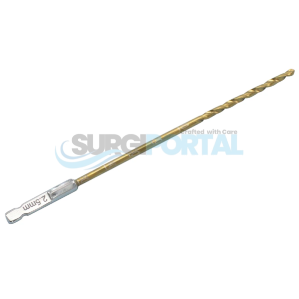 Orthopedic Bone Drill Bit 2.5mm Titanium Coated, Quick Connect Quick Coupling