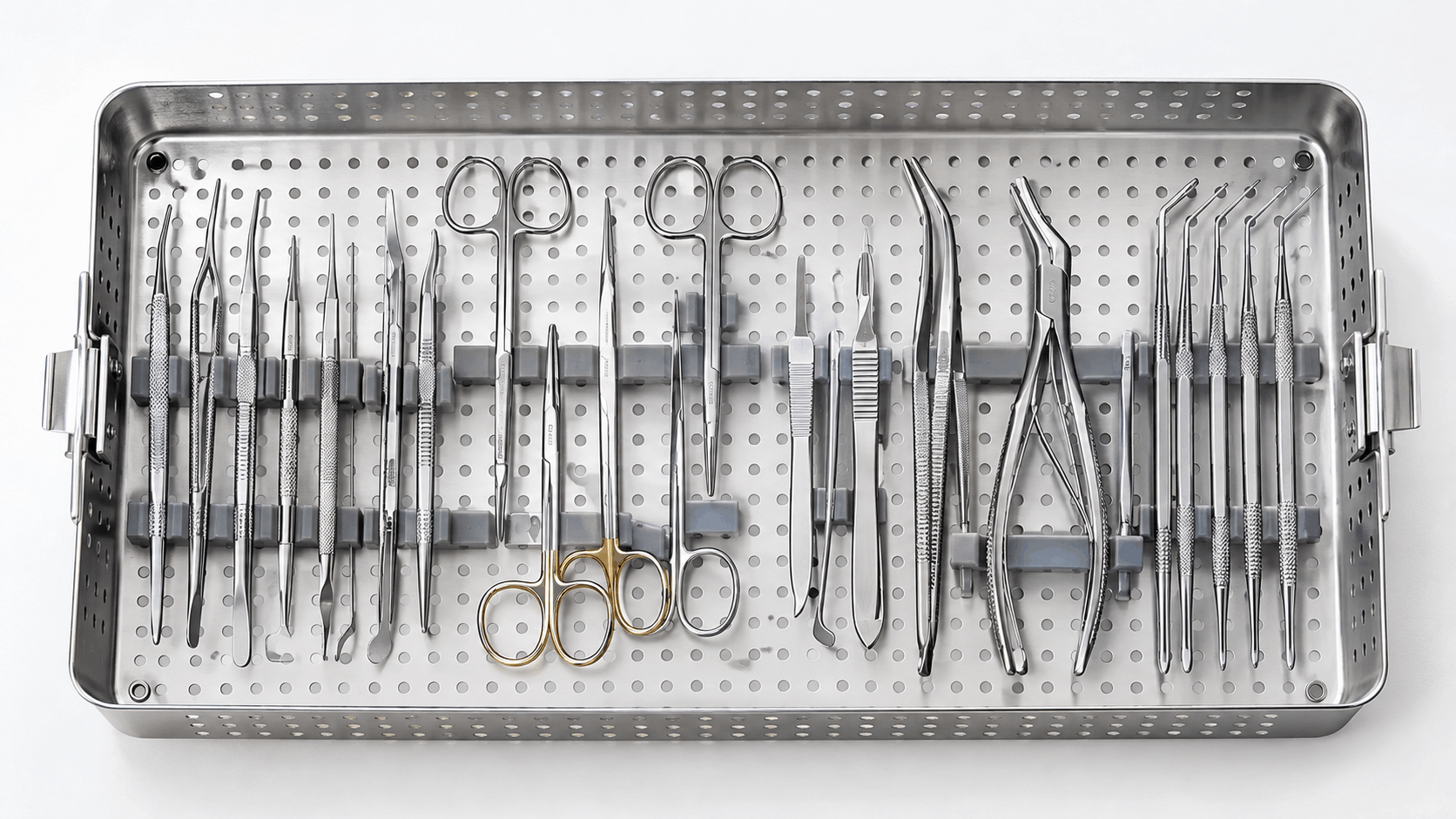 Custom surgical instrument sets in a sterilization tray