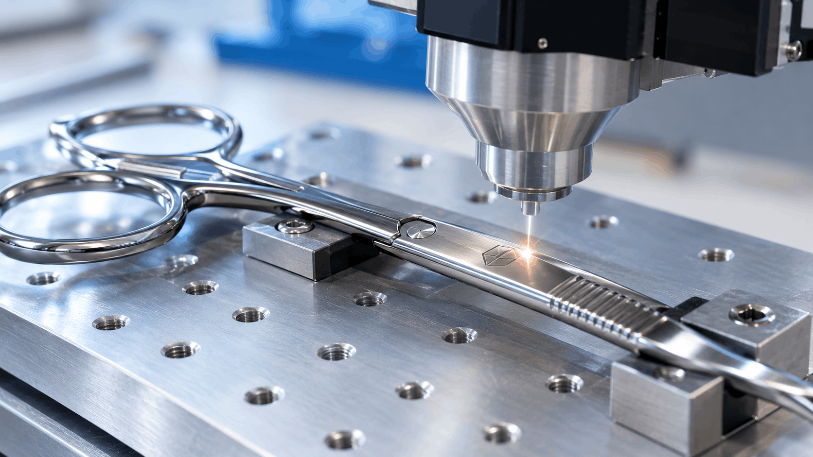 Laser marked logo on custom surgical instrument sets