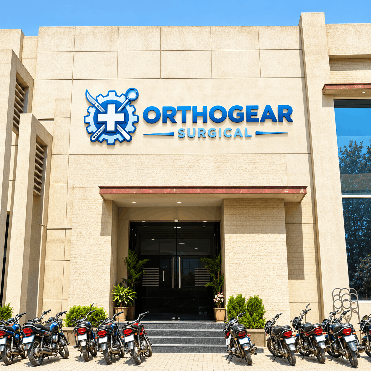 OEM surgical instruments manufacturer headquarters facade of Ortho Gear Surgical