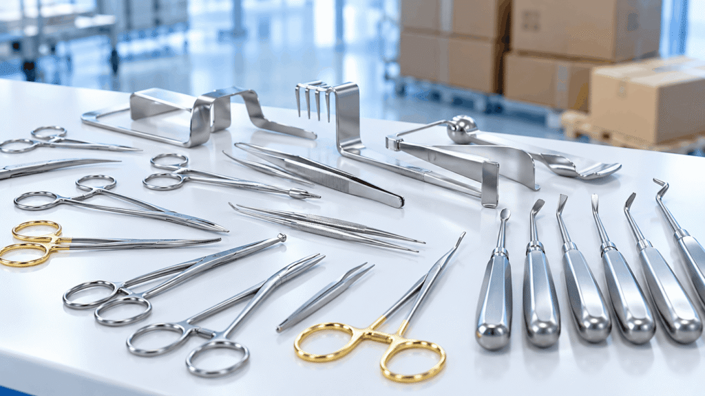 Stainless steel surgical instruments and export cartons for a surgical instruments distribution business