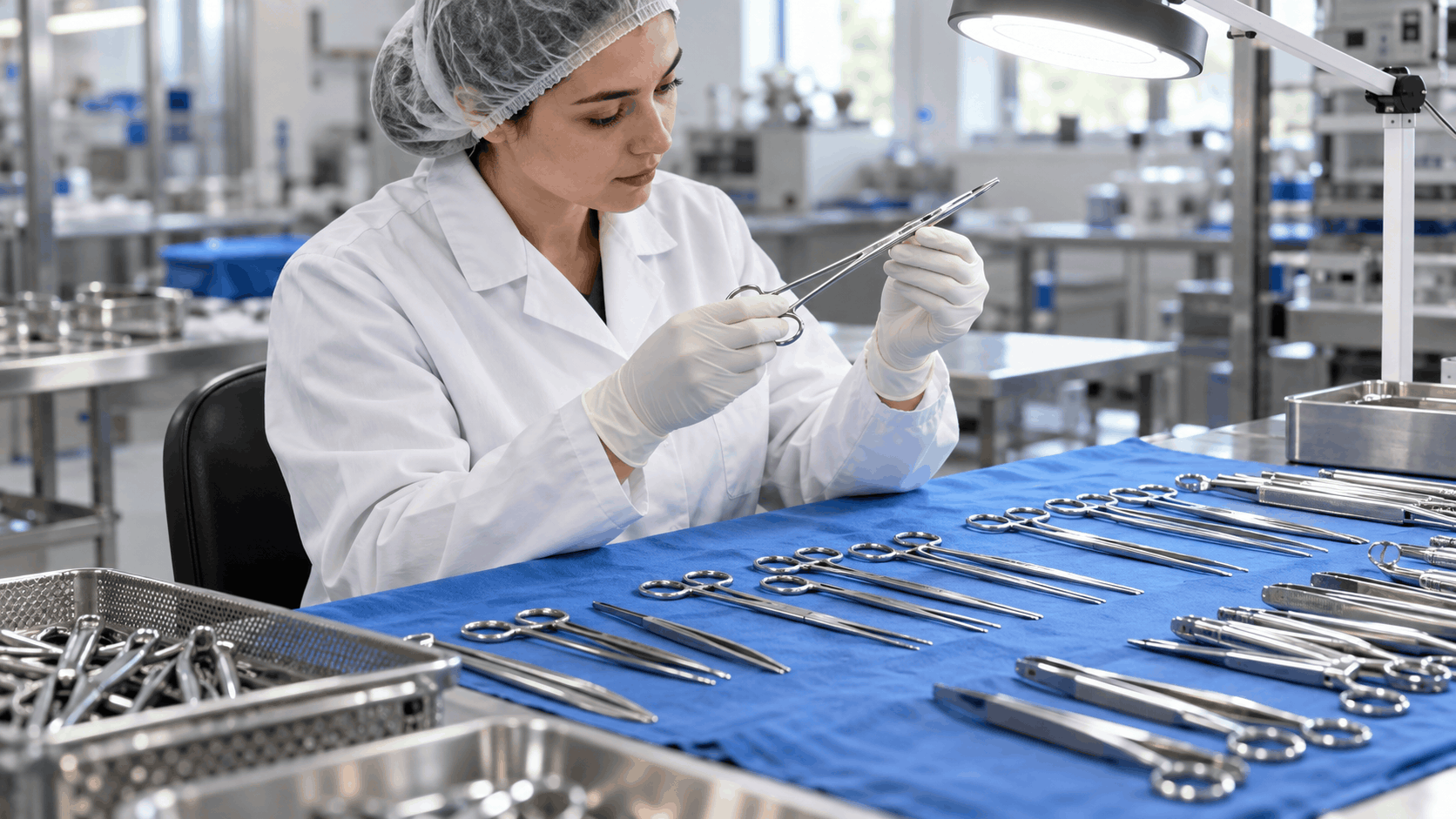 Final visual inspection of surgical instruments before packing