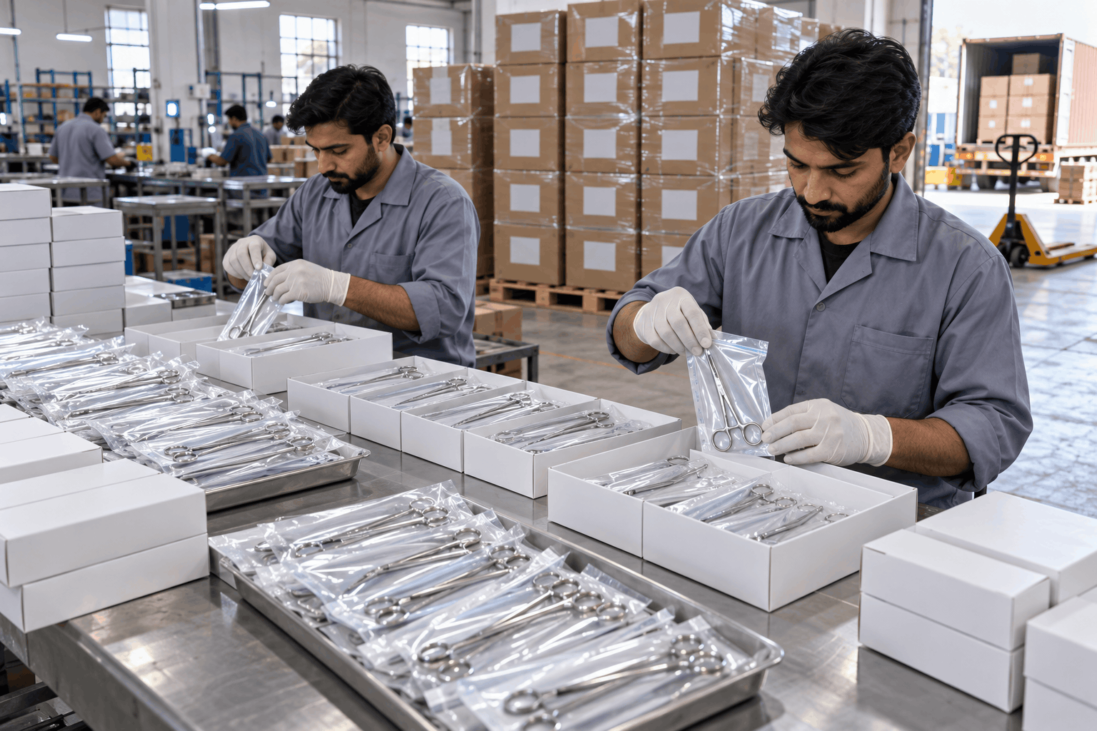Surgical instruments packed and labelled for export