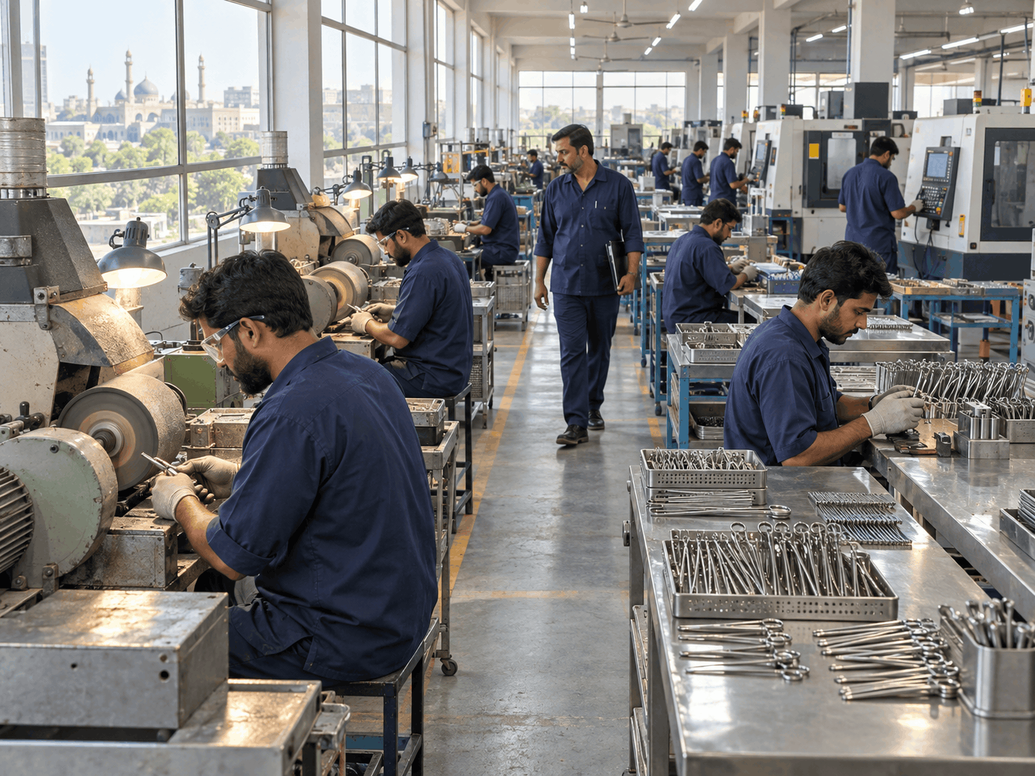 Quality inspection of surgical instruments with a magnifier and gauges