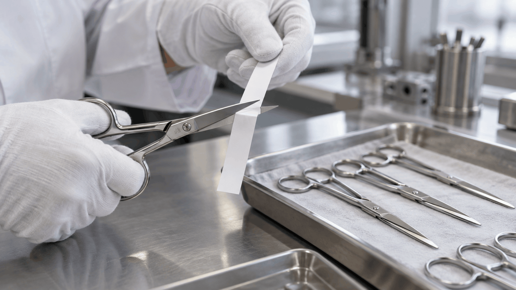 Cutting test of surgical scissors during functional inspection