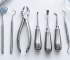 Dental instruments set including forceps, elevators and mirror from a CE marked dental instruments manufacturer